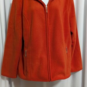 Karen Scott Sport Full Zip Fleece Jacket Womens Size L Burnt Orange